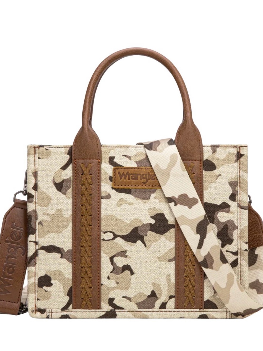 NWT Wrangler Beige & Brown Camo Canvas Tote Bag